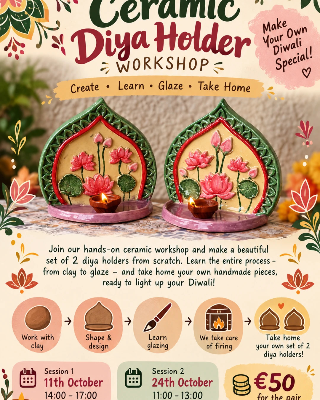 Make a ceramic diya holder from scratch – Langen