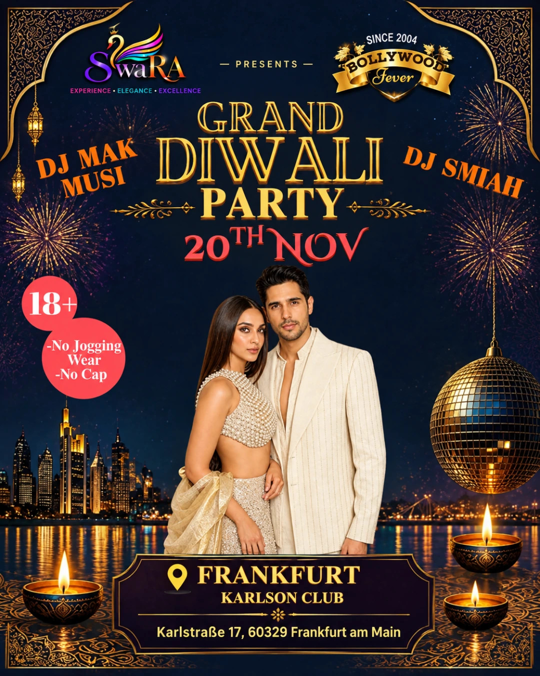 Grand Diwali Party 2026 – Bollywood Fever & SwaRa Events – Frankfurt am Main