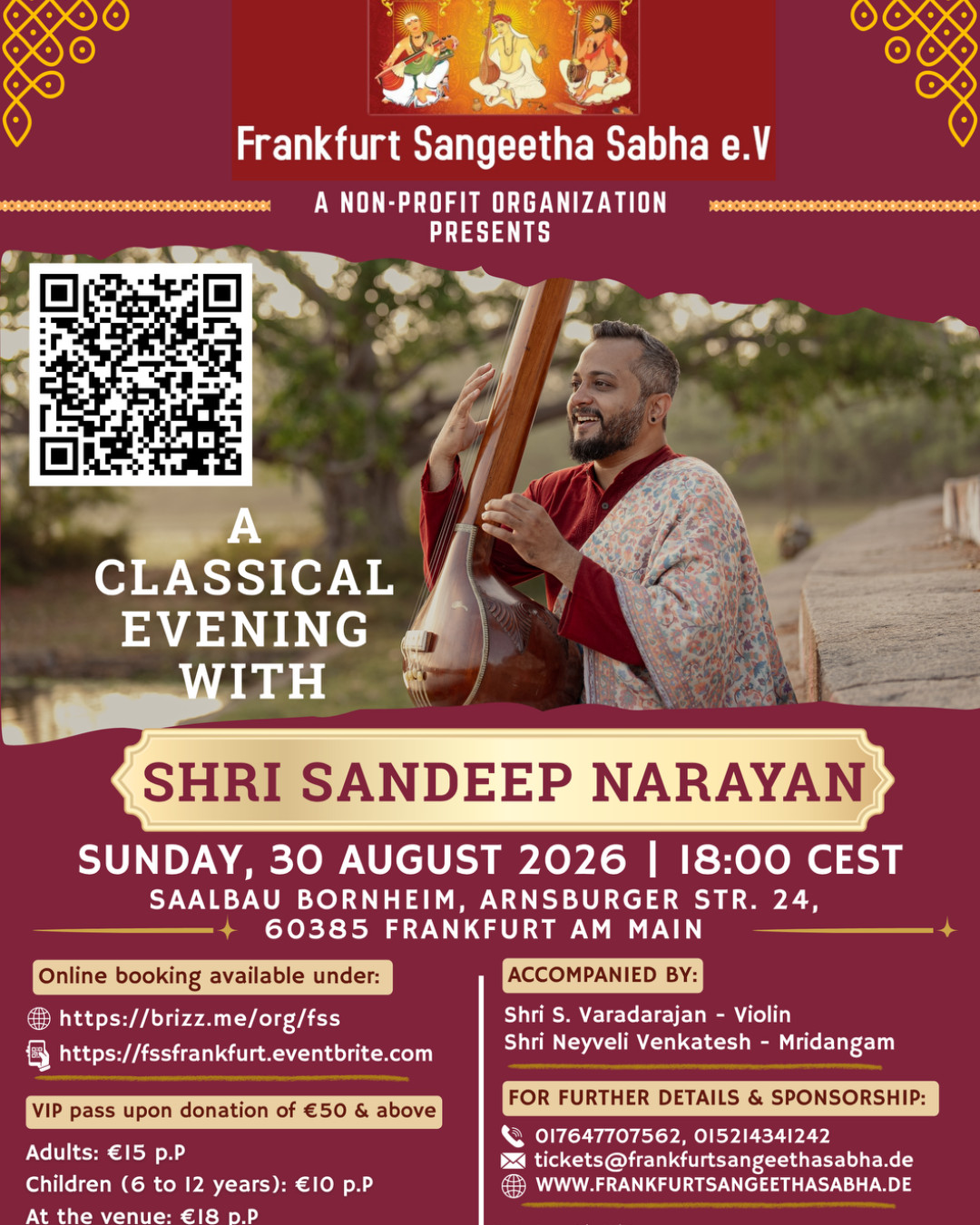A Classical Evening with Shri Sandeep Narayan – Frankfurt am Main