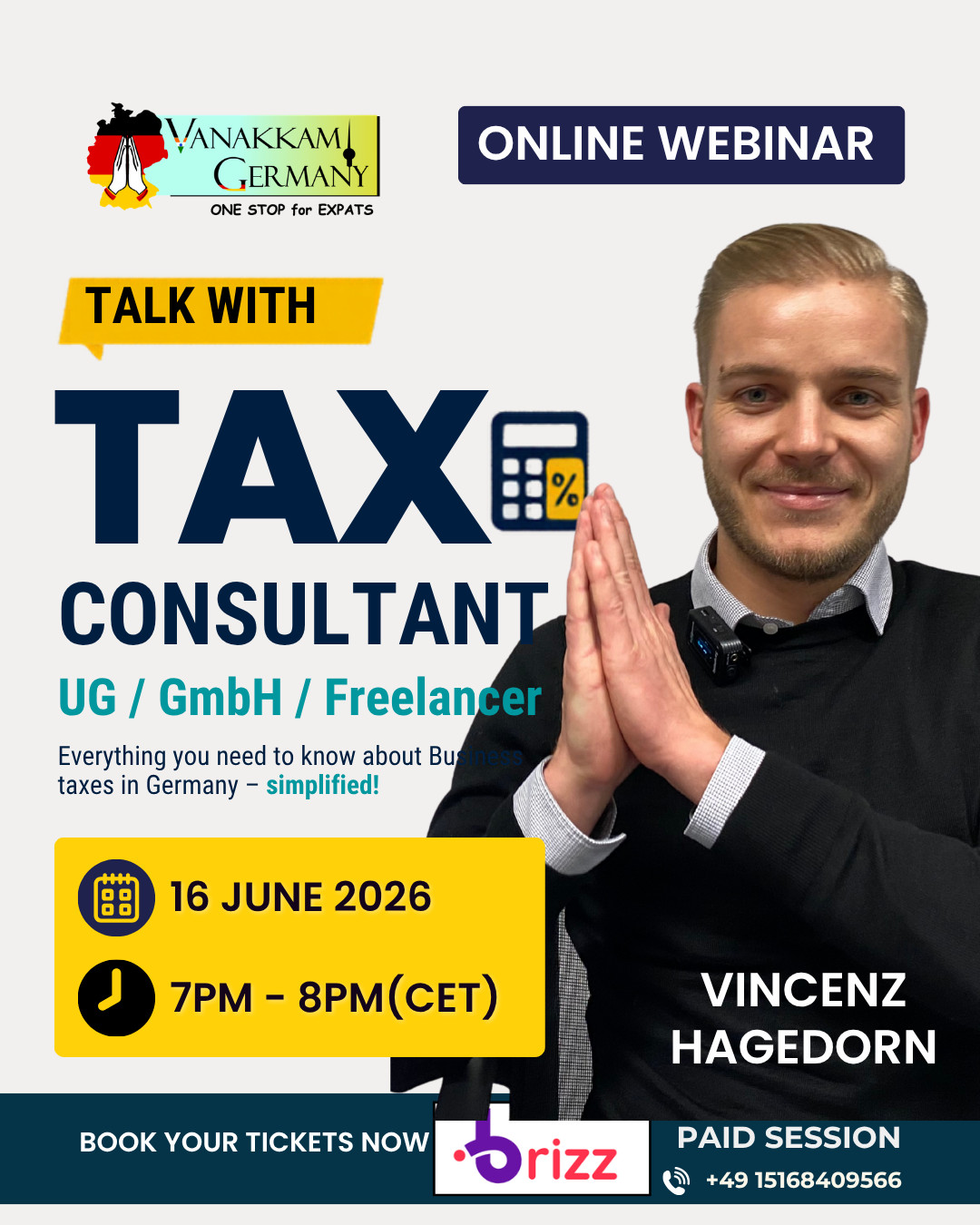 TALK WITH TAX CONSULTANT -UG/GmBH/Freelancer – Online