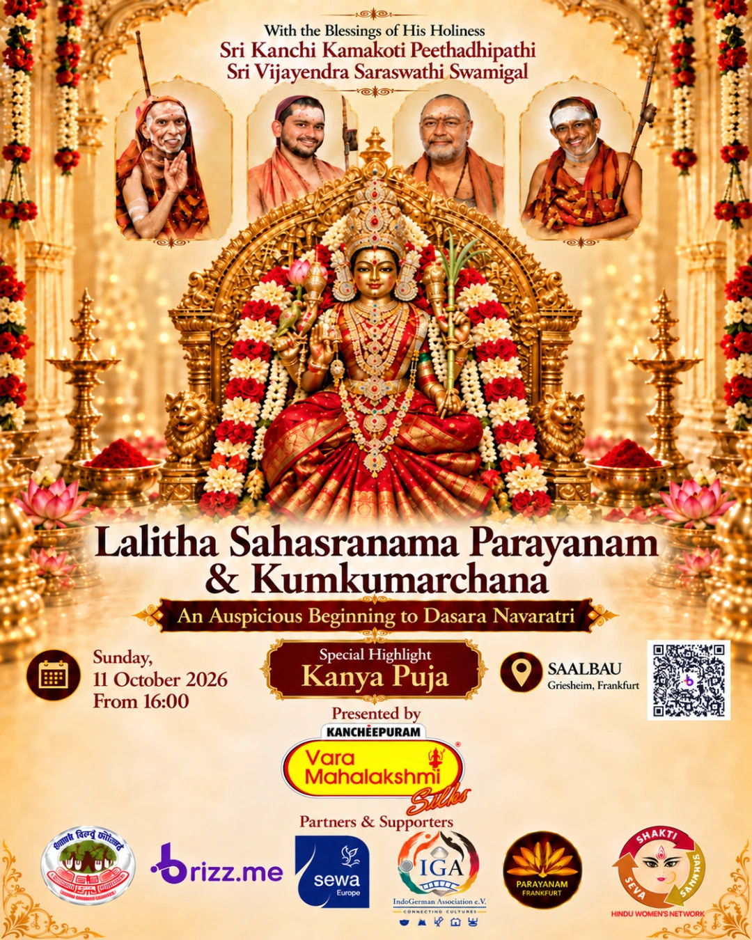 Lalitha Sahasranama Parayanam & Kumkumarchana – Navaratri 2026 – Frankfurt am Main