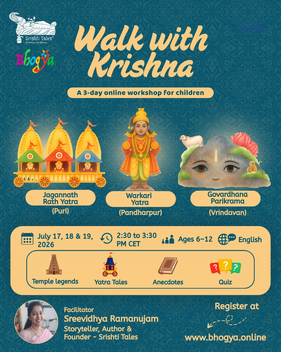 Walk with Krishna | Online Krishna Workshop for Kids (6–12) – Online