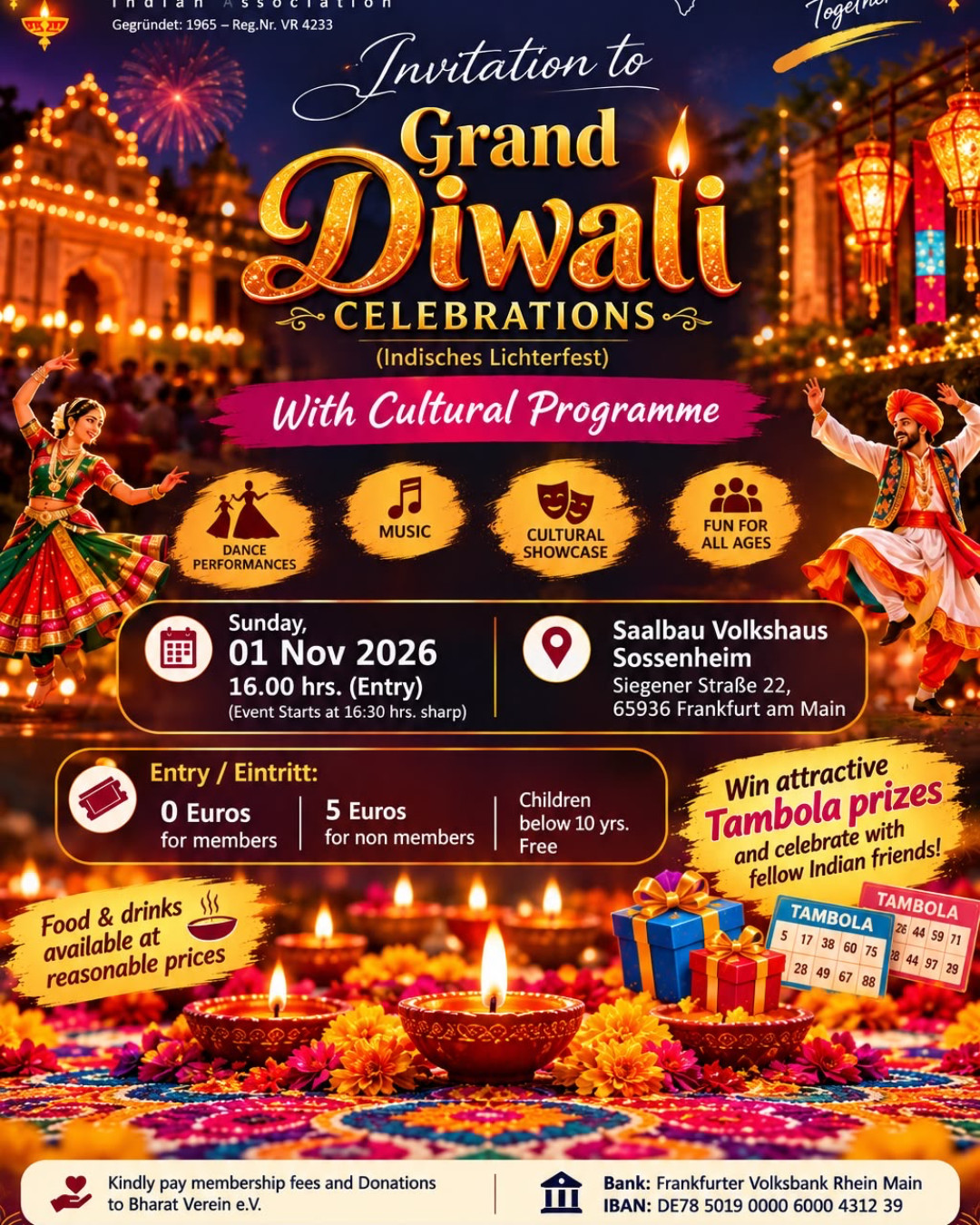 Grand Diwali 🪔 Celebrations 2026 – Frankfurt am Main
