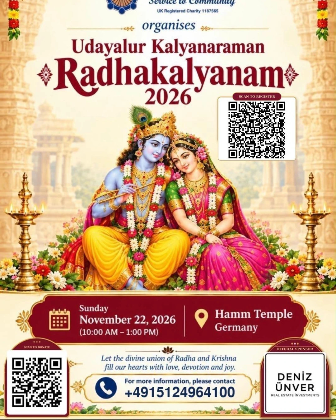 Radha Kalyanam 2026 @ Hamm Temple in Germany on 22.11.2026 – Hamm