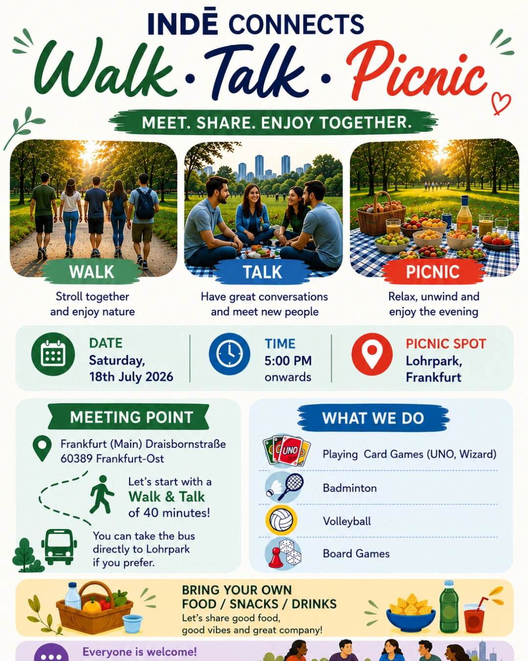 🌿 INDĒ CONNECTS – Walk, Talk & Picnic 🧺 – Frankfurt