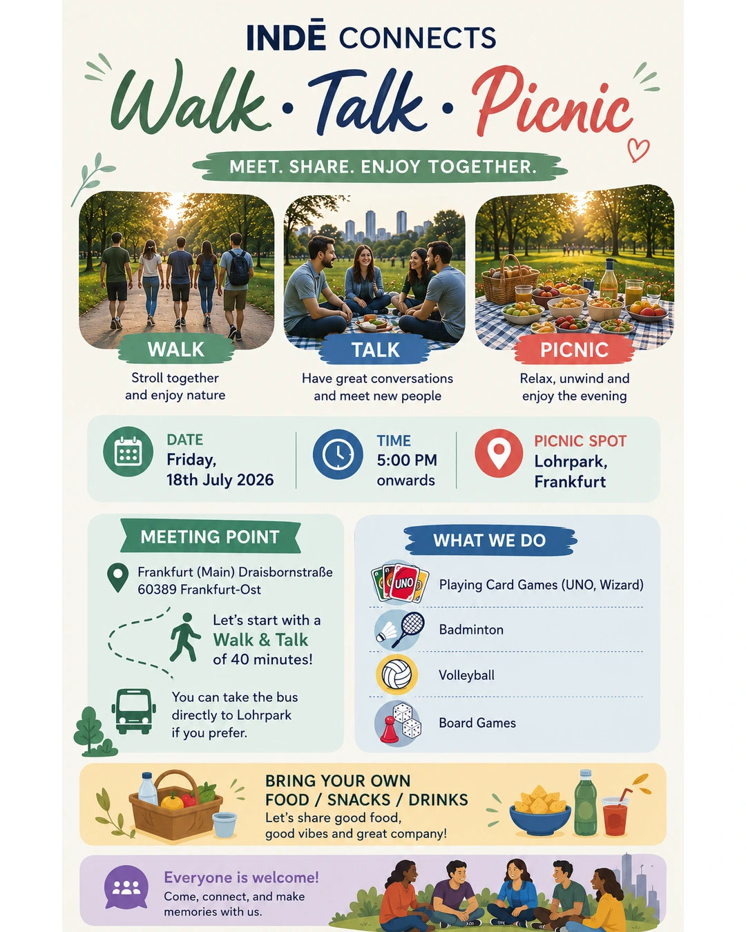 🌿 INDĒ CONNECTS – Walk, Talk & Picnic 🧺 – Frankfurt